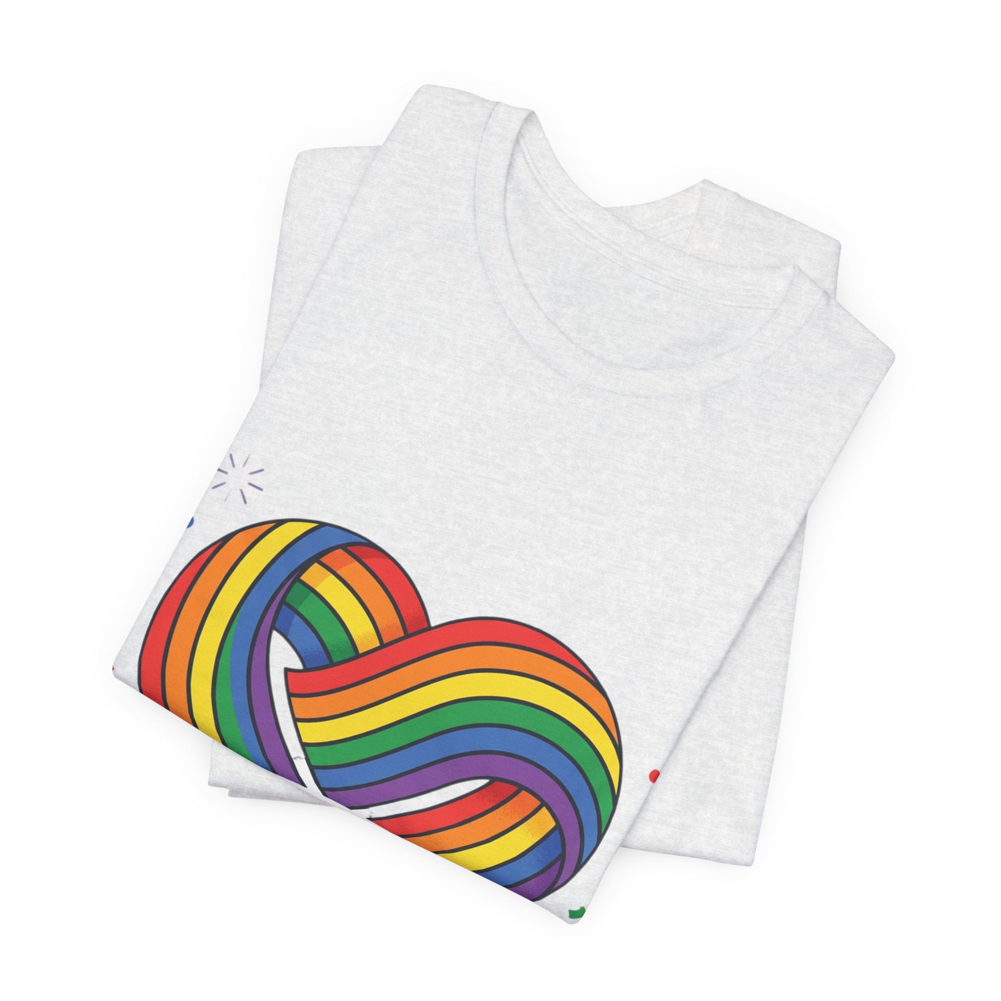 Pride Week Rainbow Heart Tee — "Progress Over Perfection" Back Print