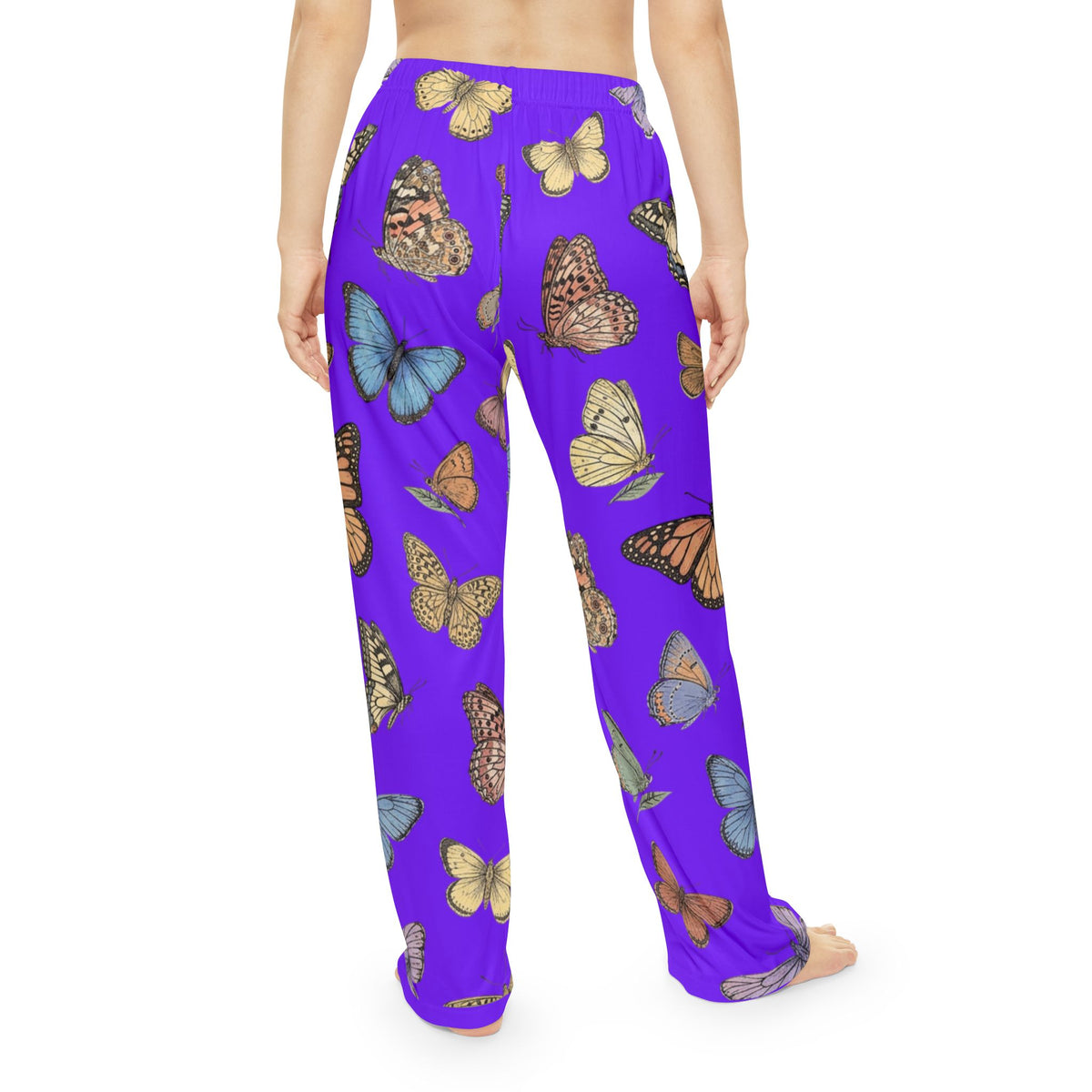 Butterfly Print Pajama Pants — Women's Cozy Purple Lounge Sleepwear