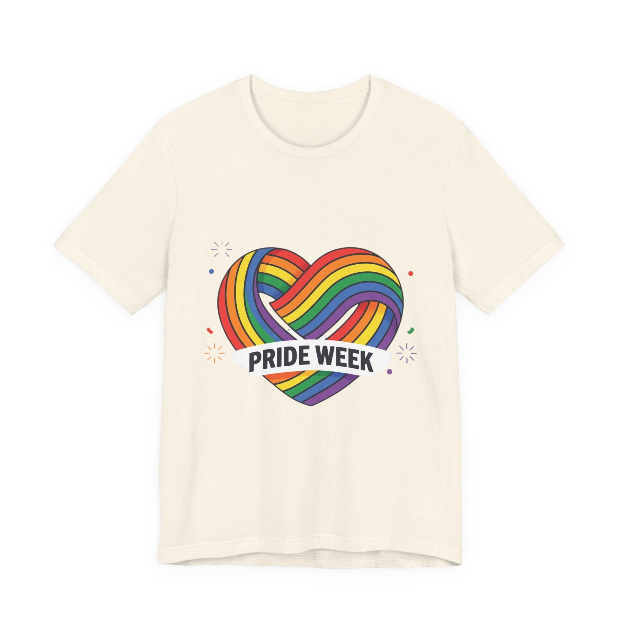Pride Week Rainbow Heart Tee — "Progress Over Perfection" Back Print