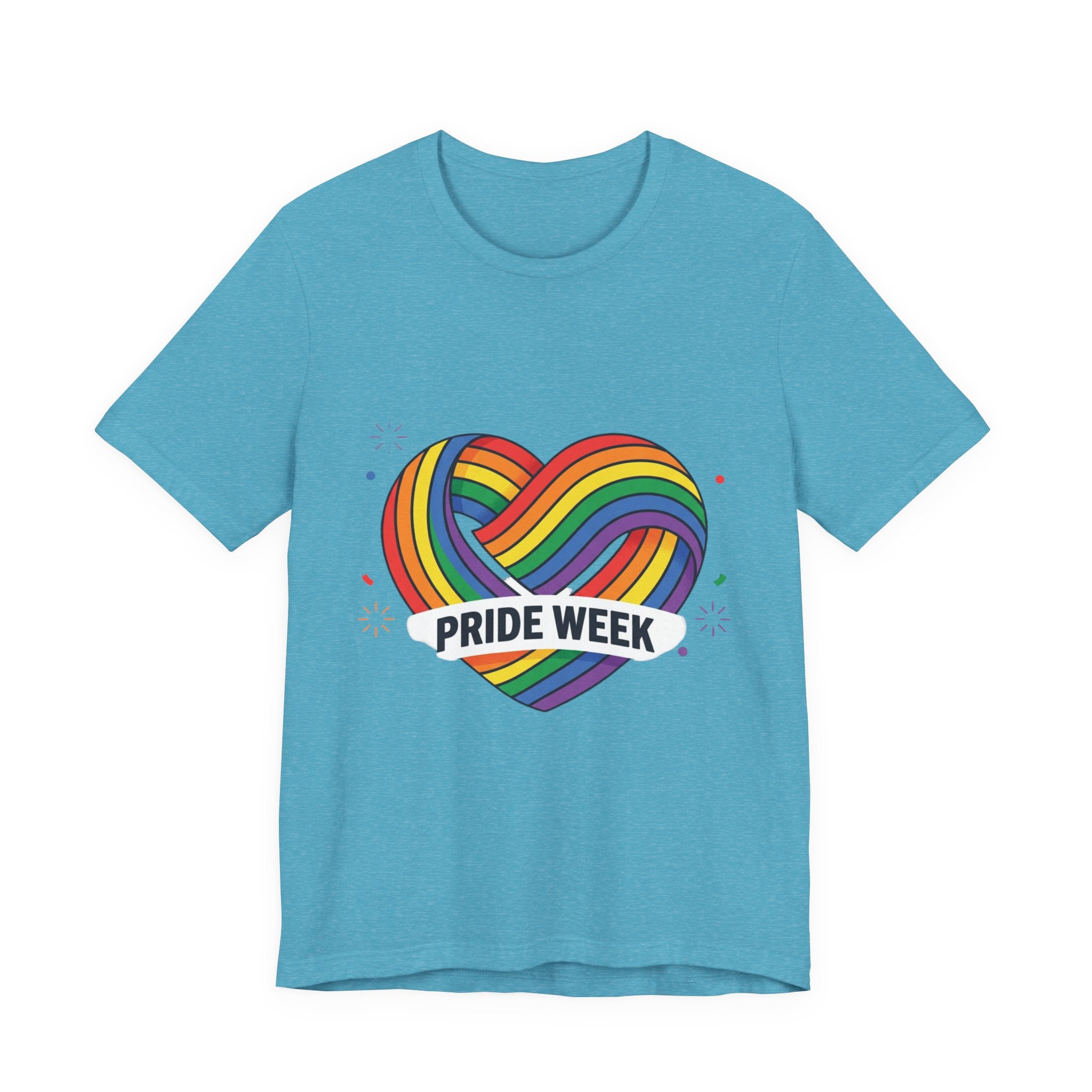 Pride Week Rainbow Heart Tee — "Progress Over Perfection" Back Print