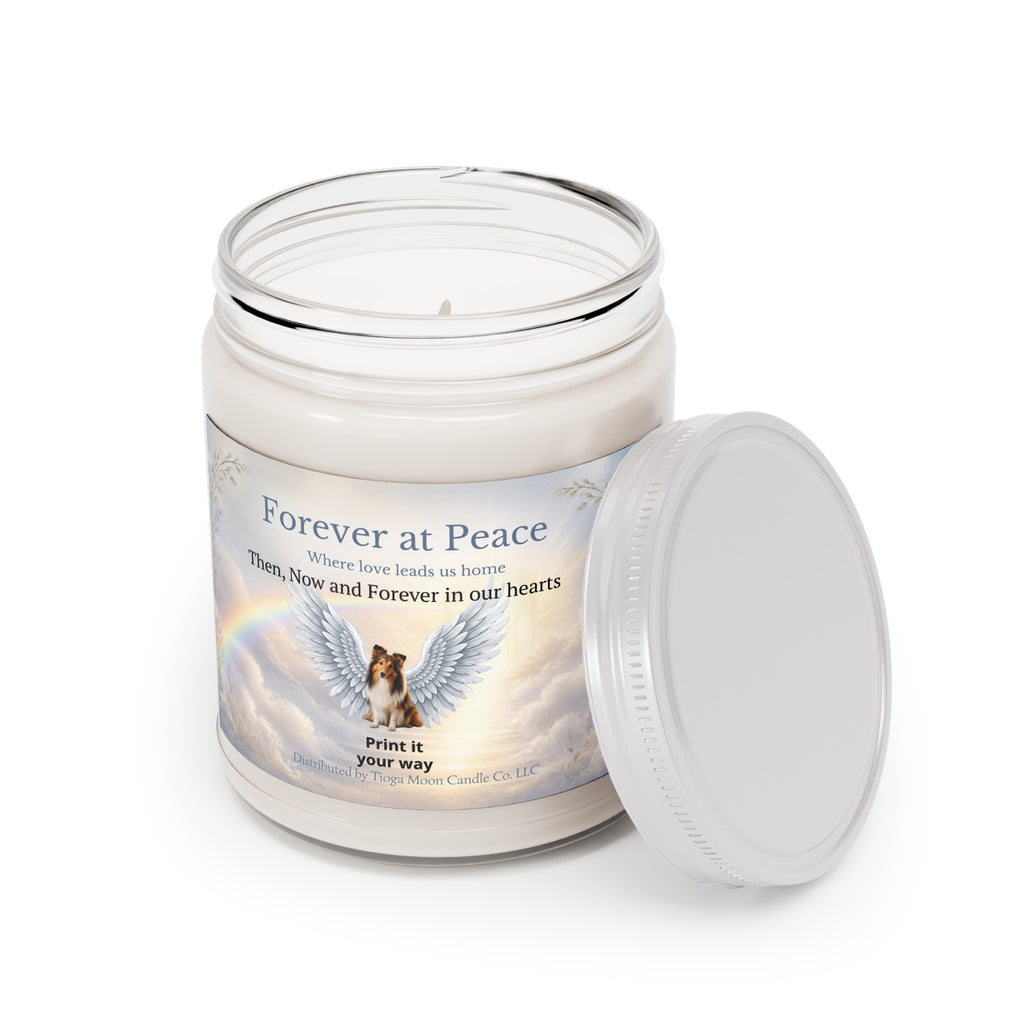 Memorial Soy Candle 9oz — "Forever at Peace" Angel Wings & Rainbow Tribute