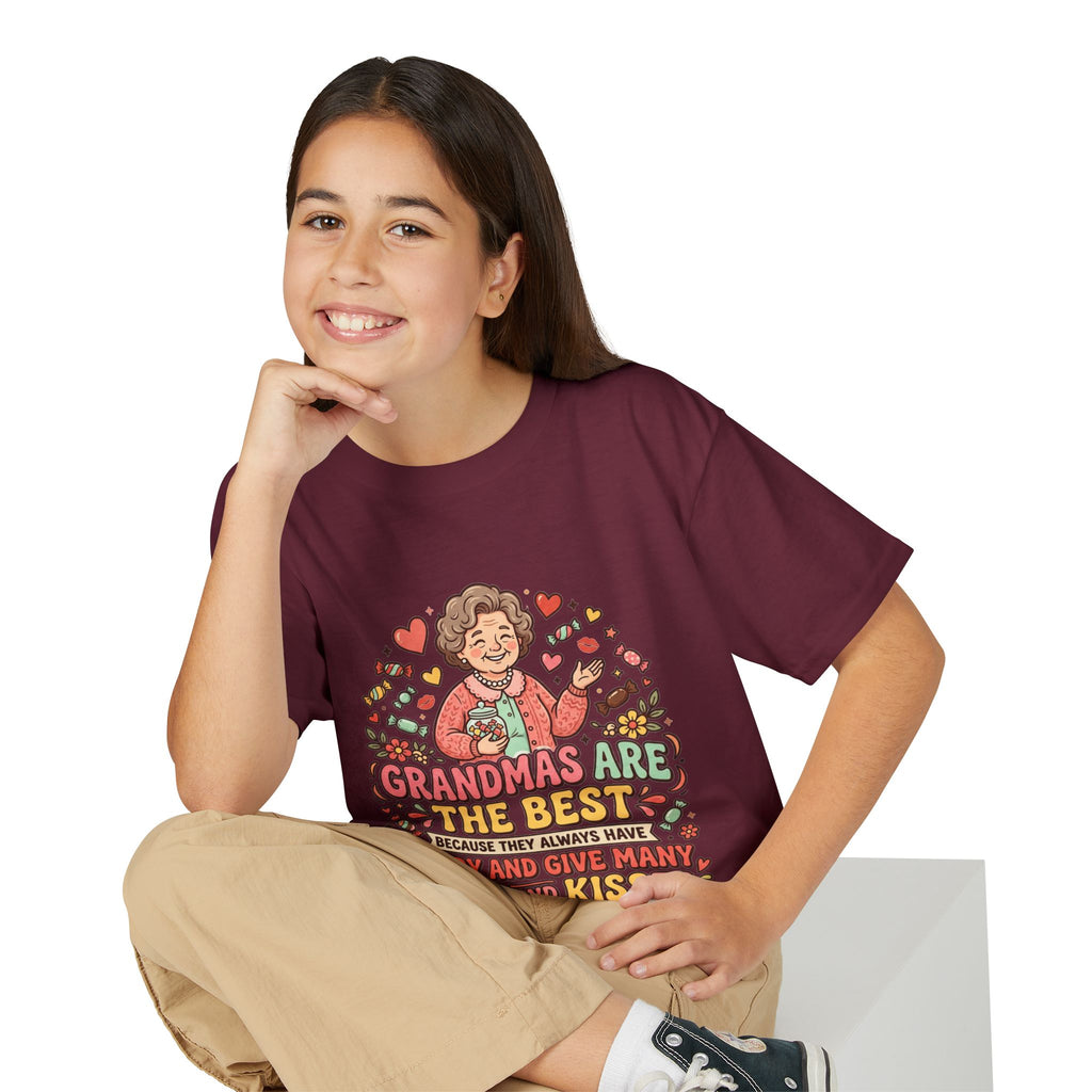Grandmas Are The Best Kids' T-Shirt — Candy, Hugs & Kisses Design