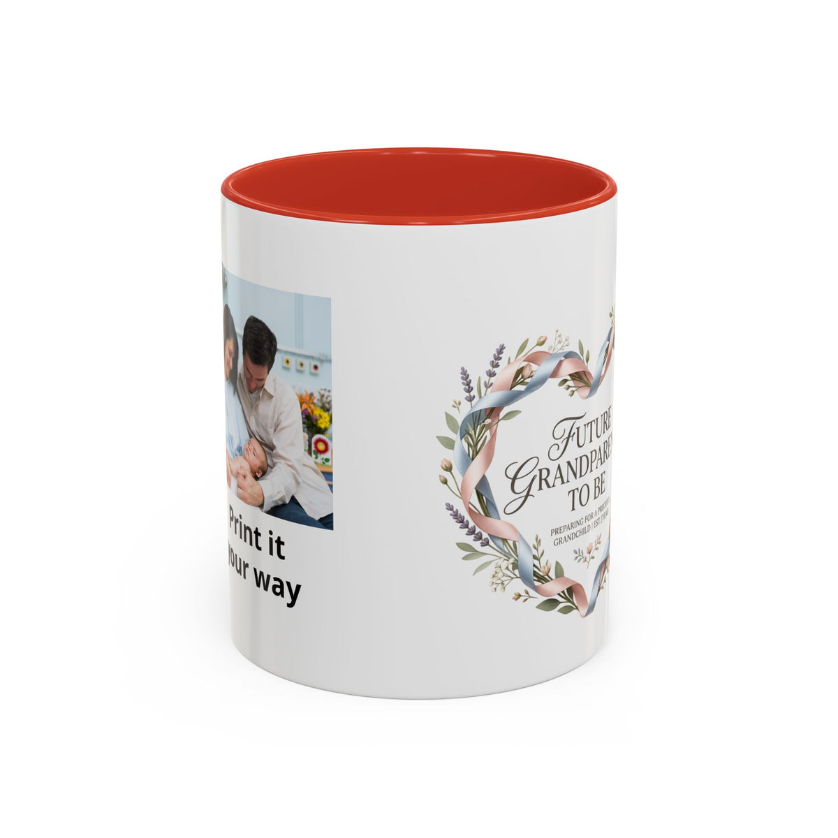 Future Grandparents To Be Accent Coffee Mug — Floral Heart Pregnancy Announcement Gift (11/15oz)