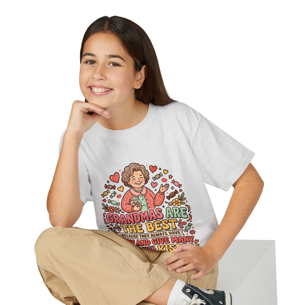 Grandmas Are The Best Kids' T-Shirt — Candy, Hugs & Kisses Design