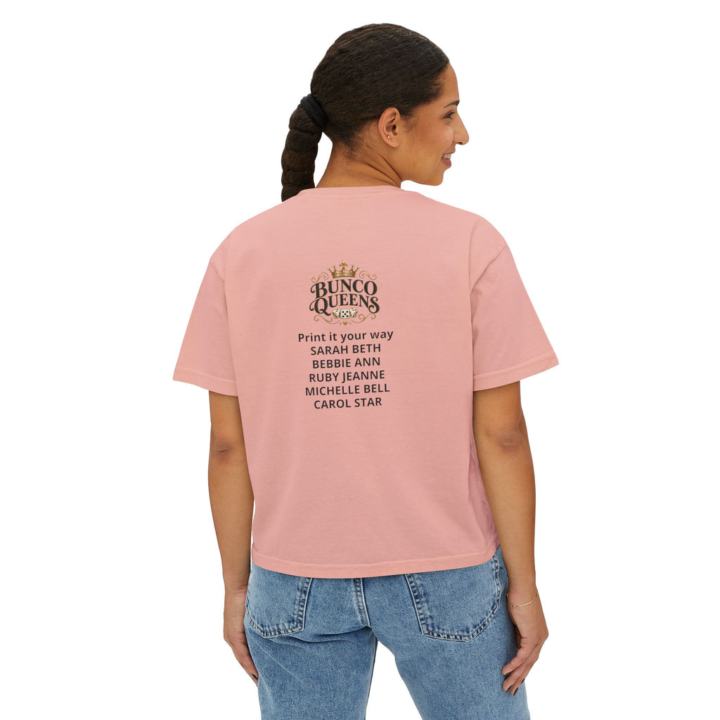 Ma’s Bunco Players Club Women’s Boxy Tee – Bunco Queen Game Night Shirt for Mom, Grandma & Sister
