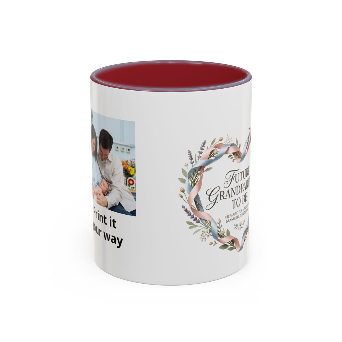 Future Grandparents To Be Accent Coffee Mug — Floral Heart Pregnancy Announcement Gift (11/15oz)