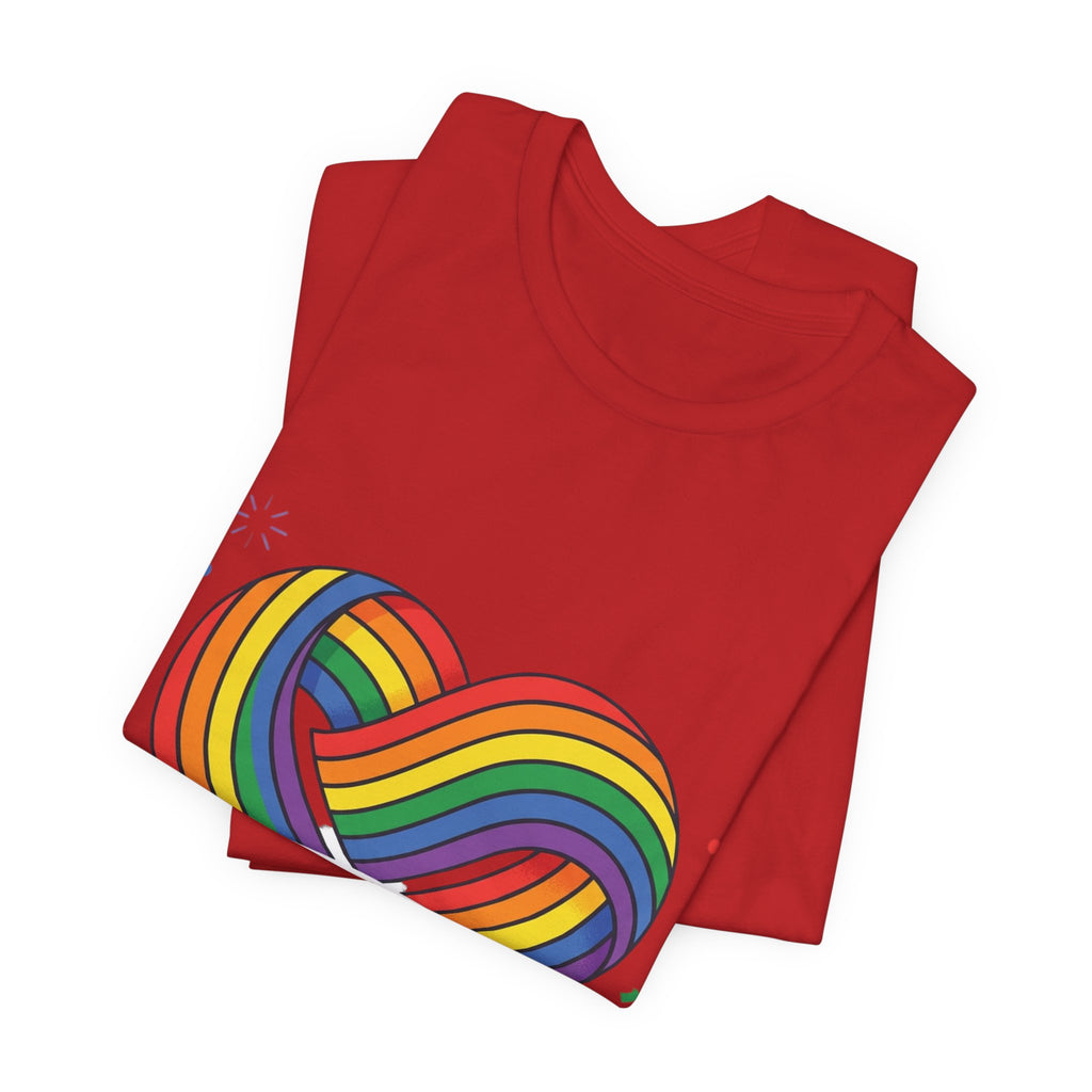 Pride Week Rainbow Heart Tee — "Progress Over Perfection" Back Print