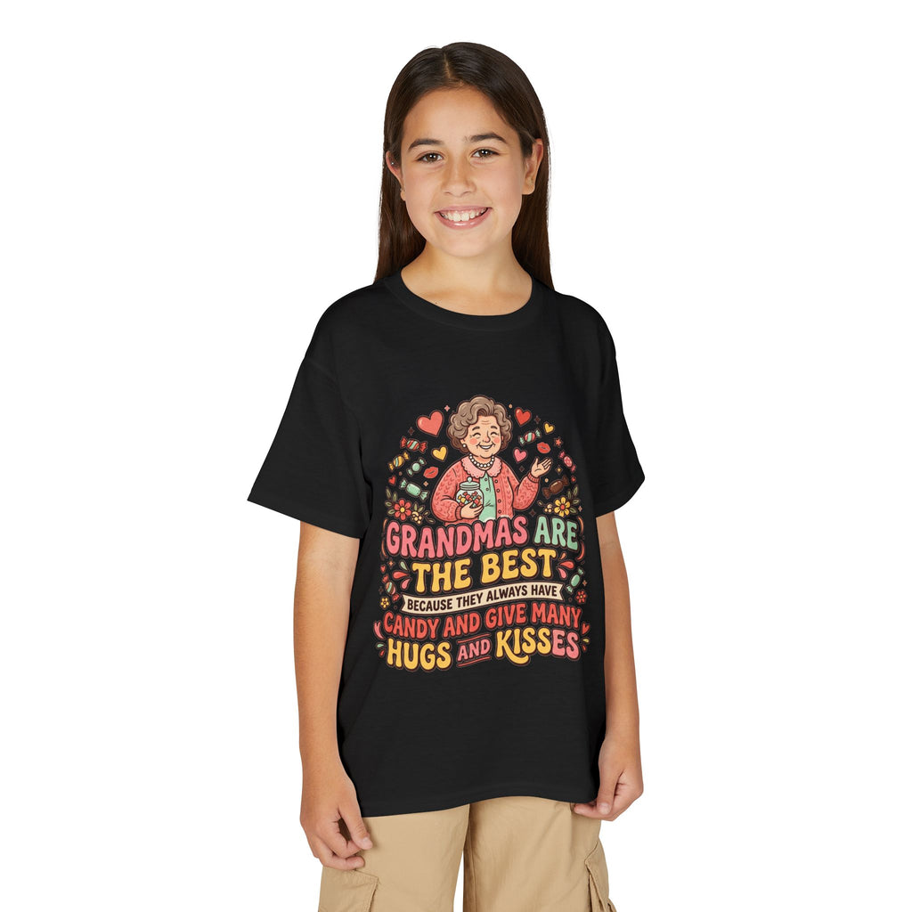 Grandmas Are The Best Kids' T-Shirt — Candy, Hugs & Kisses Design