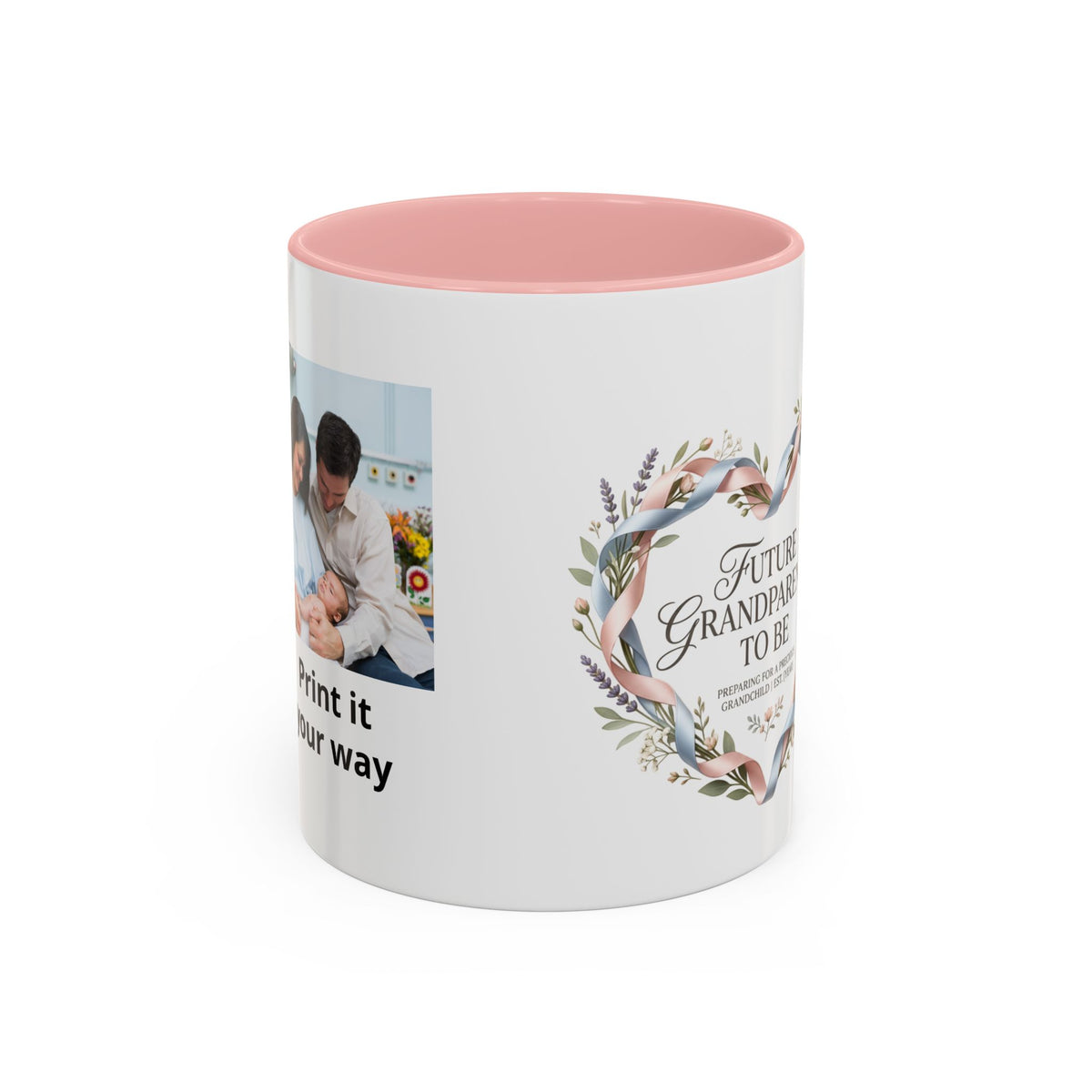 Future Grandparents To Be Accent Coffee Mug — Floral Heart Pregnancy Announcement Gift (11/15oz)