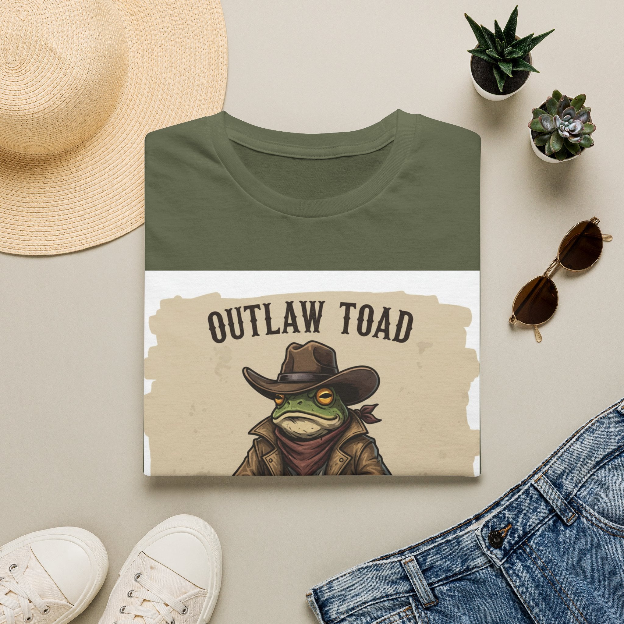 Outlaw Toad Cowboy T-Shirt — Funny Western Toad Graphic Tee (Great Gift for Frog Lovers)