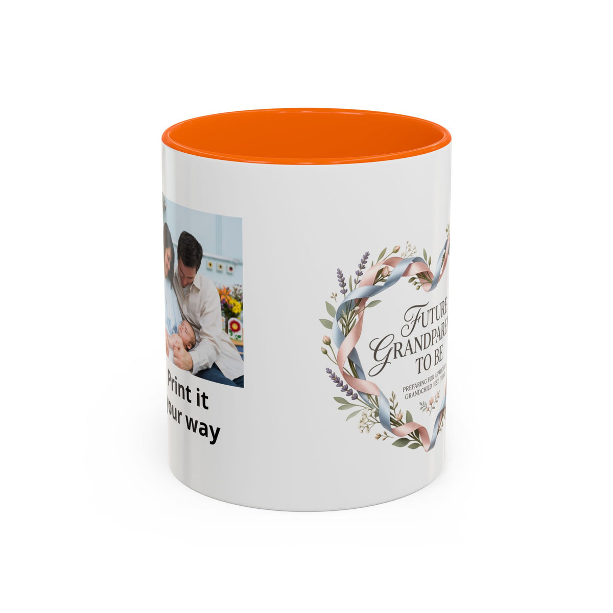 Future Grandparents To Be Accent Coffee Mug — Floral Heart Pregnancy Announcement Gift (11/15oz)