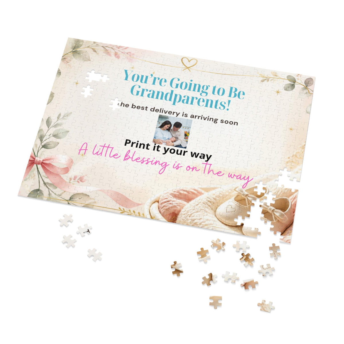 Grandparents Announcement Jigsaw Puzzle Tin — “You’re Going to Be Grandparents!” Keepsake