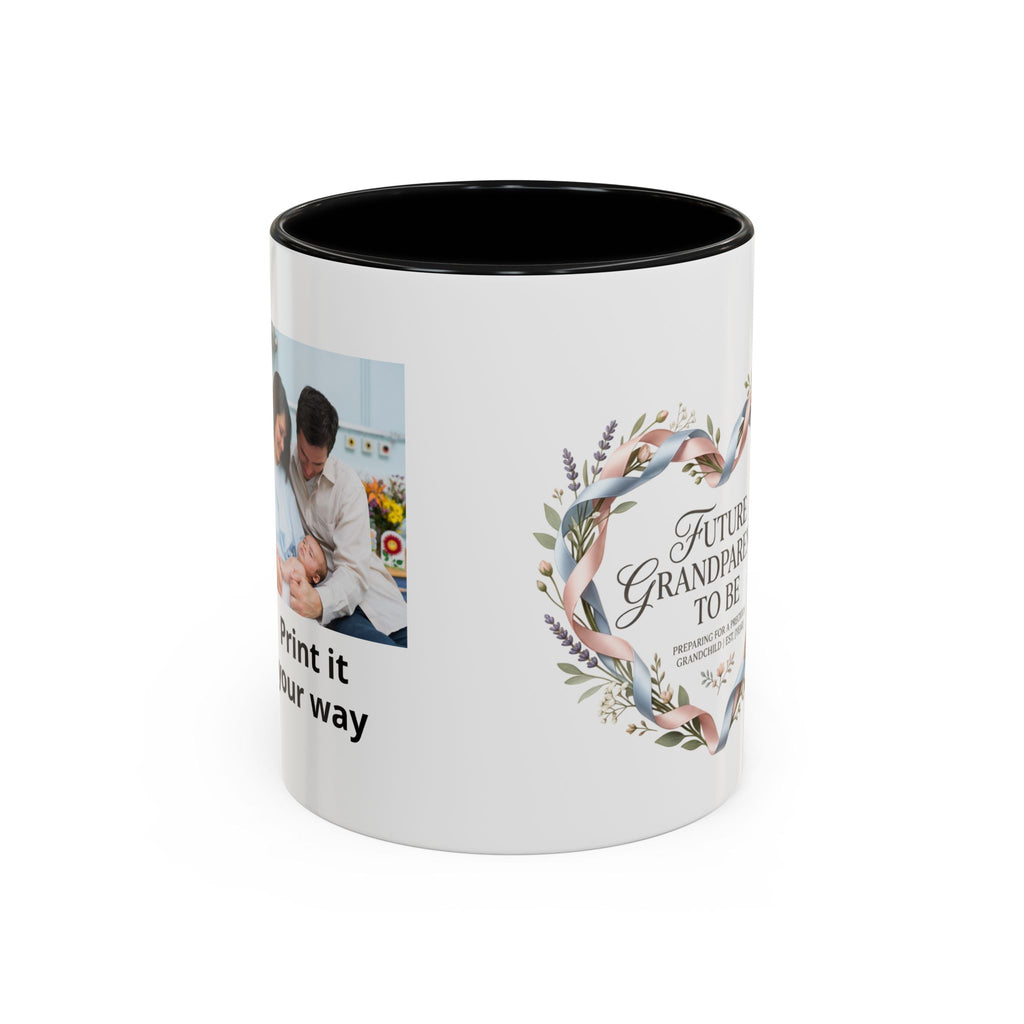 Future Grandparents To Be Accent Coffee Mug — Floral Heart Pregnancy Announcement Gift (11/15oz)