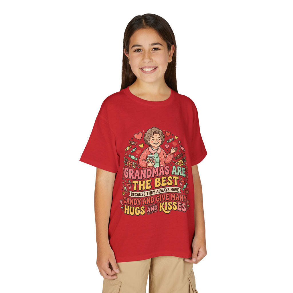 Grandmas Are The Best Kids' T-Shirt — Candy, Hugs & Kisses Design