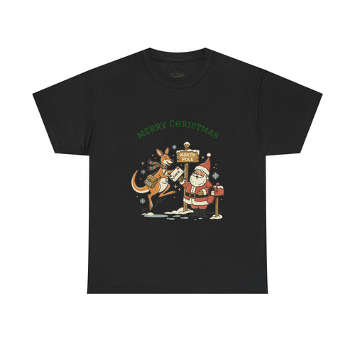 Festive Santa & Reindeer Tee — "Merry Christmas / Merry Festivals" Holiday Shirt with Cute Axolotl