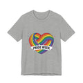 Pride Week Rainbow Heart Tee — "Progress Over Perfection" Back Print
