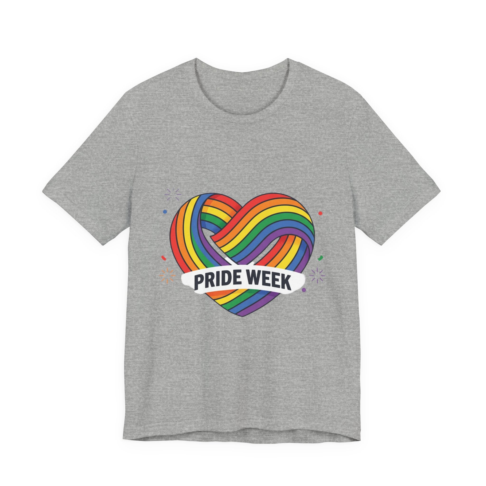 Pride Week Rainbow Heart Tee — "Progress Over Perfection" Back Print