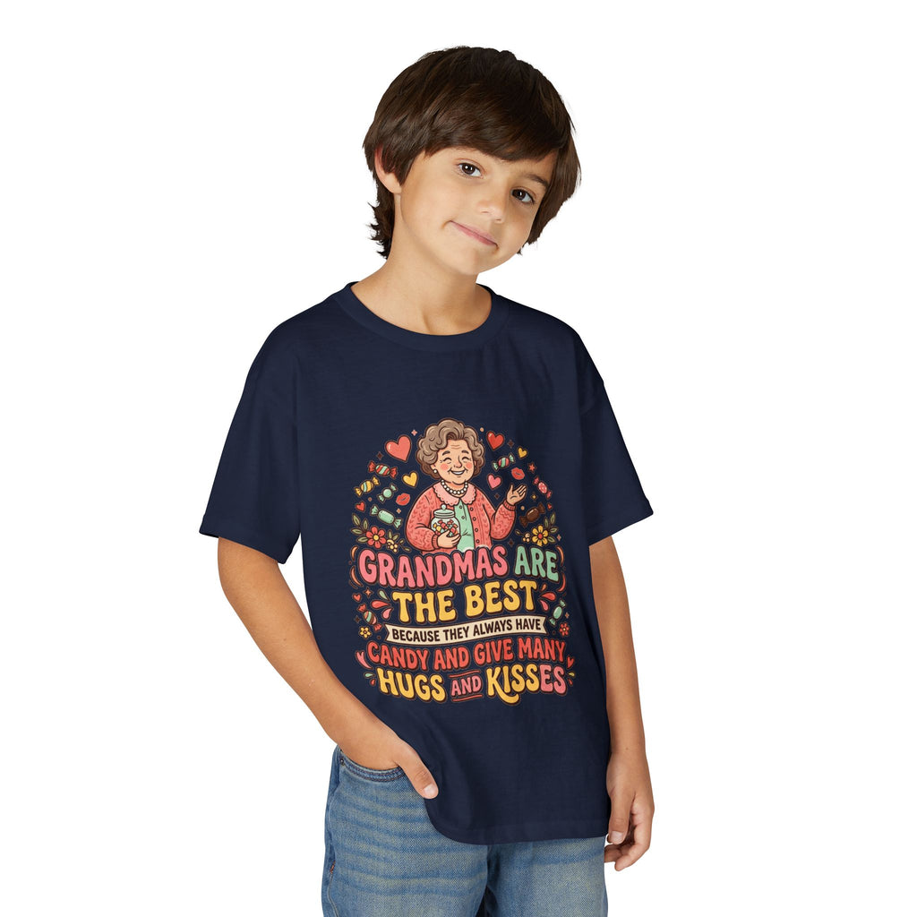 Grandmas Are The Best Kids' T-Shirt — Candy, Hugs & Kisses Design