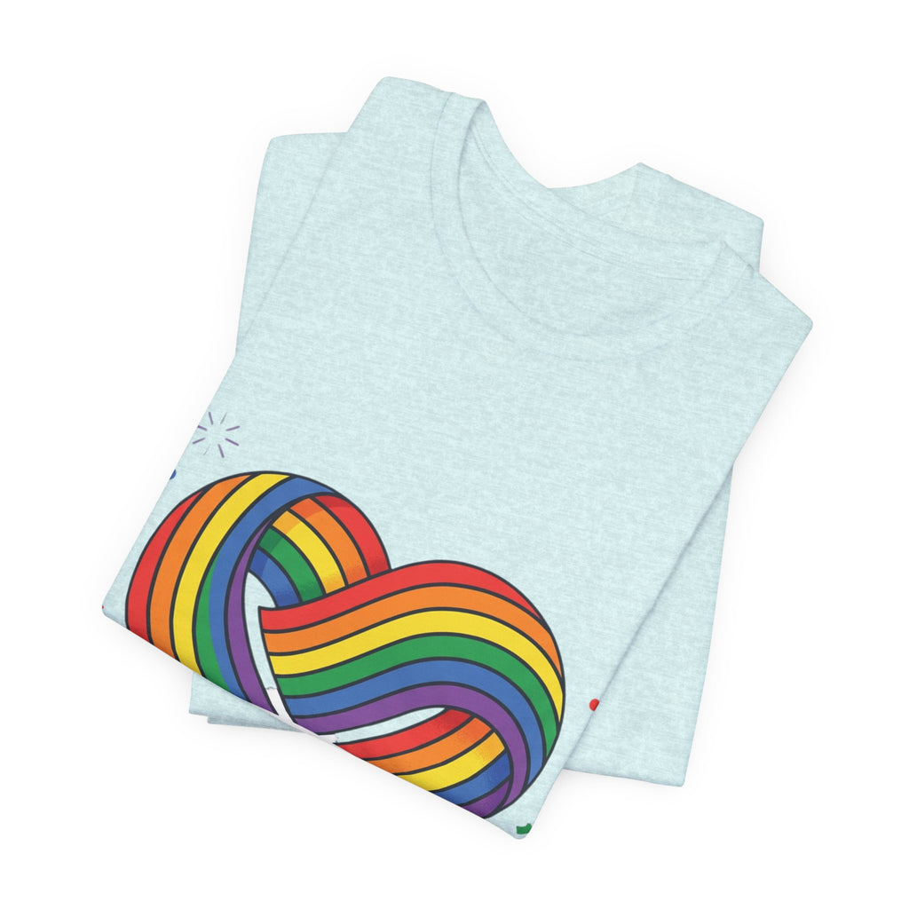 Pride Week Rainbow Heart Tee — "Progress Over Perfection" Back Print