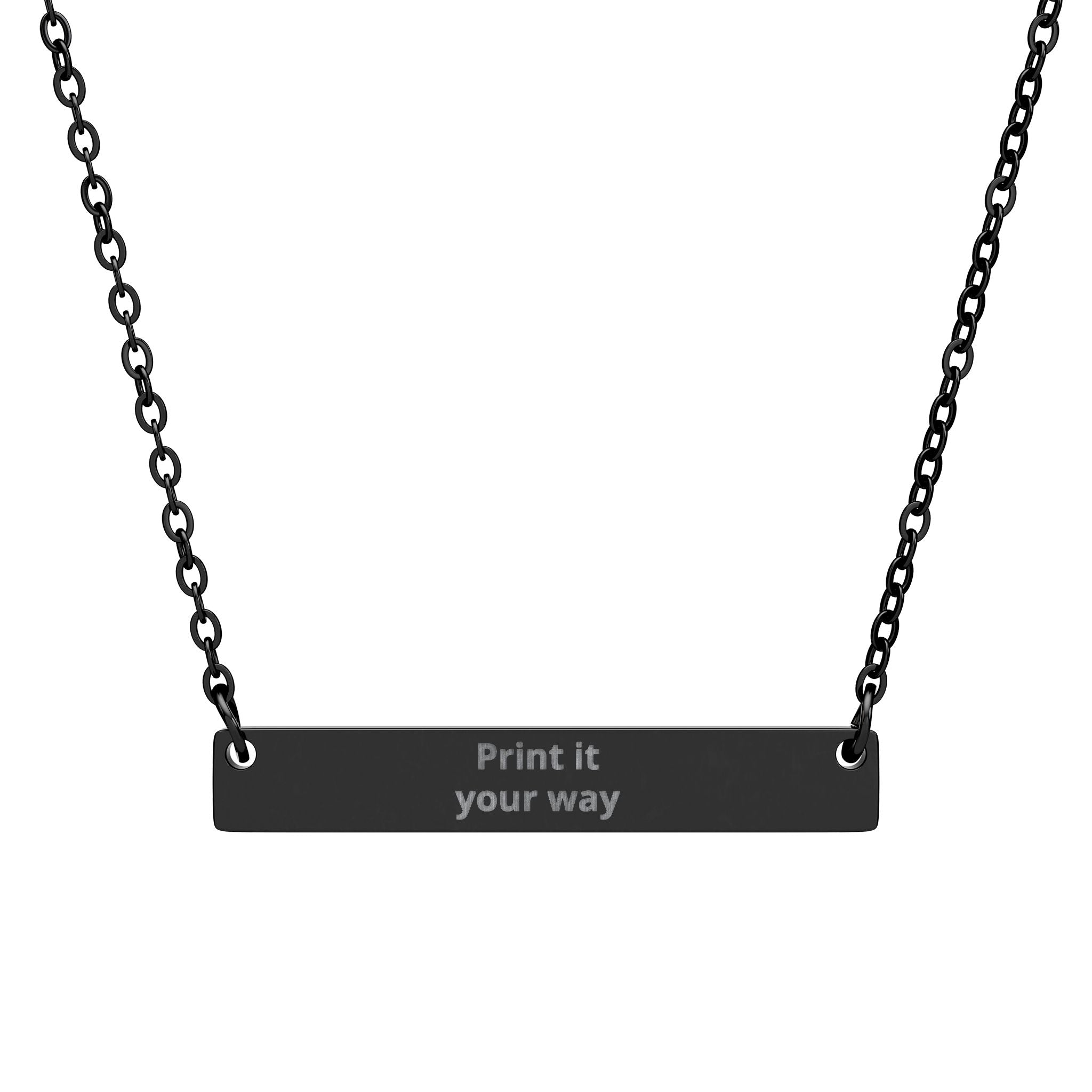 Engraved Horizontal Bar Necklace — Personalized Name, Date or Message Pendant