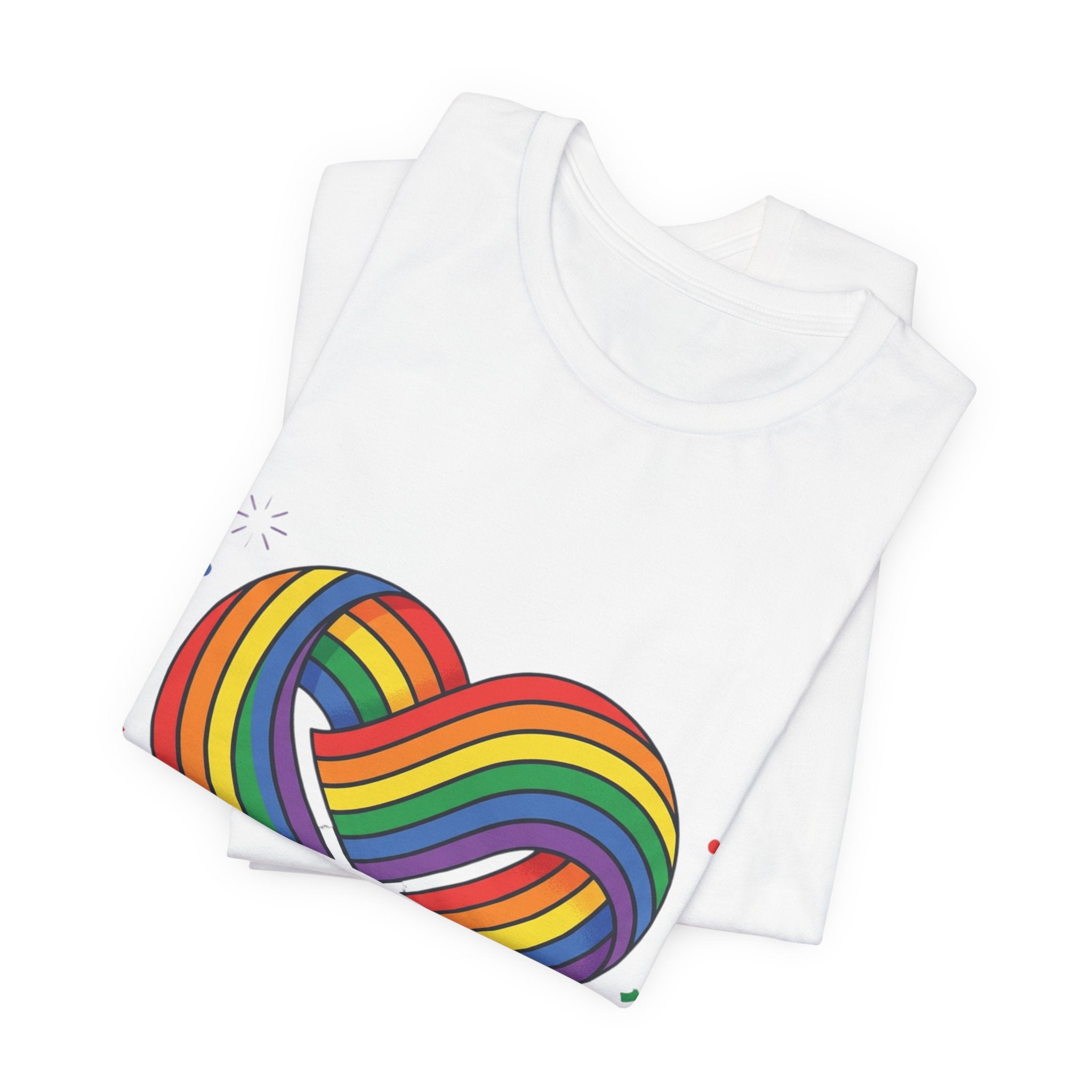 Pride Week Rainbow Heart Tee — "Progress Over Perfection" Back Print