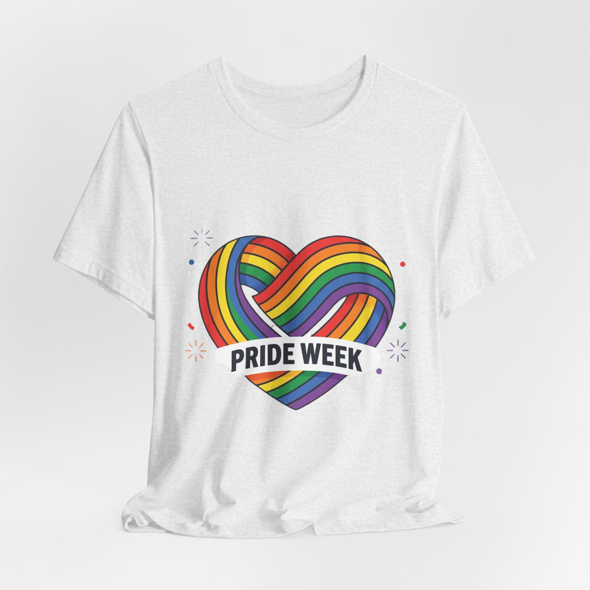 Pride Week Rainbow Heart Tee — "Progress Over Perfection" Back Print