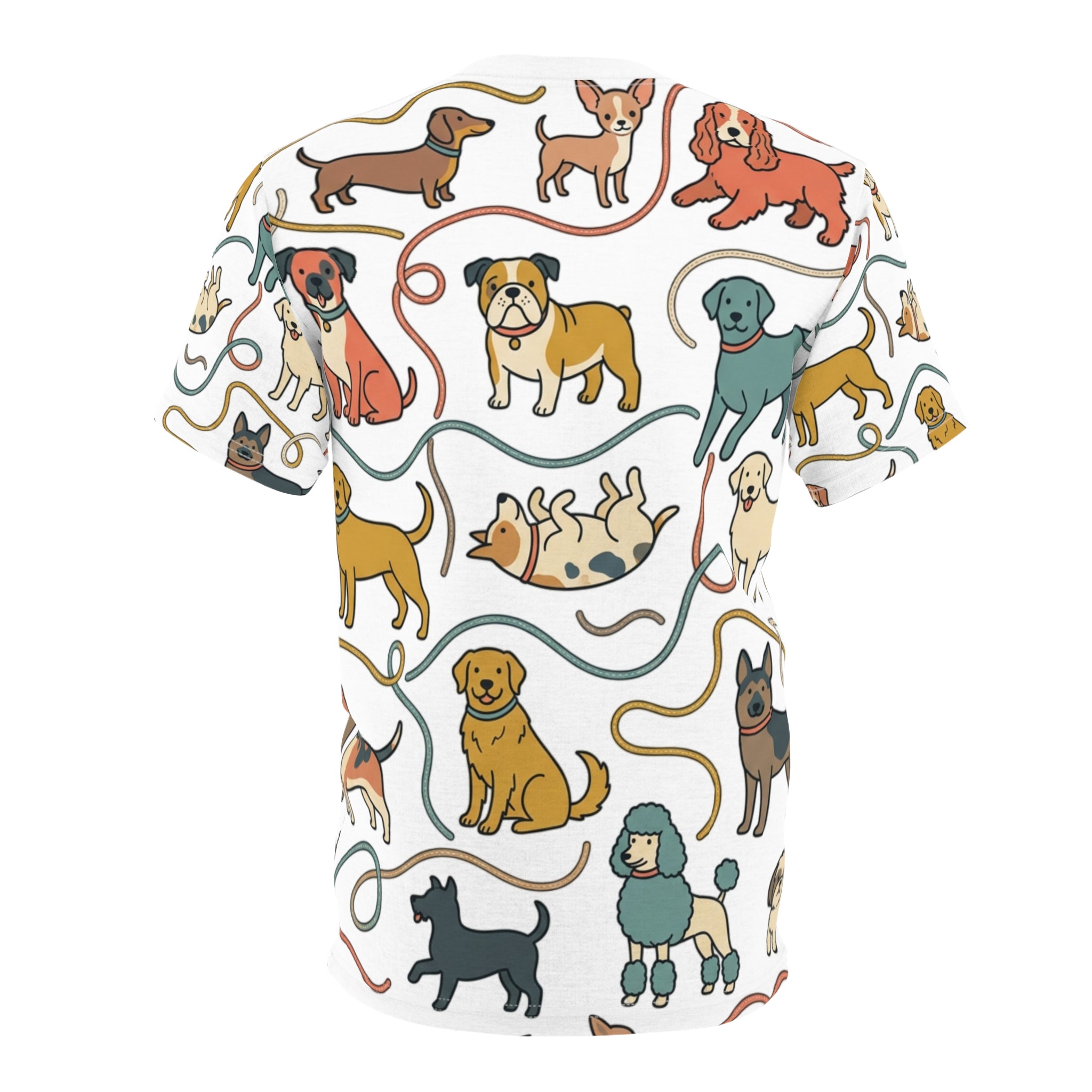 All-Over Print Dog Pattern Tee — Cute Puppy Breeds Graphic Shirt
