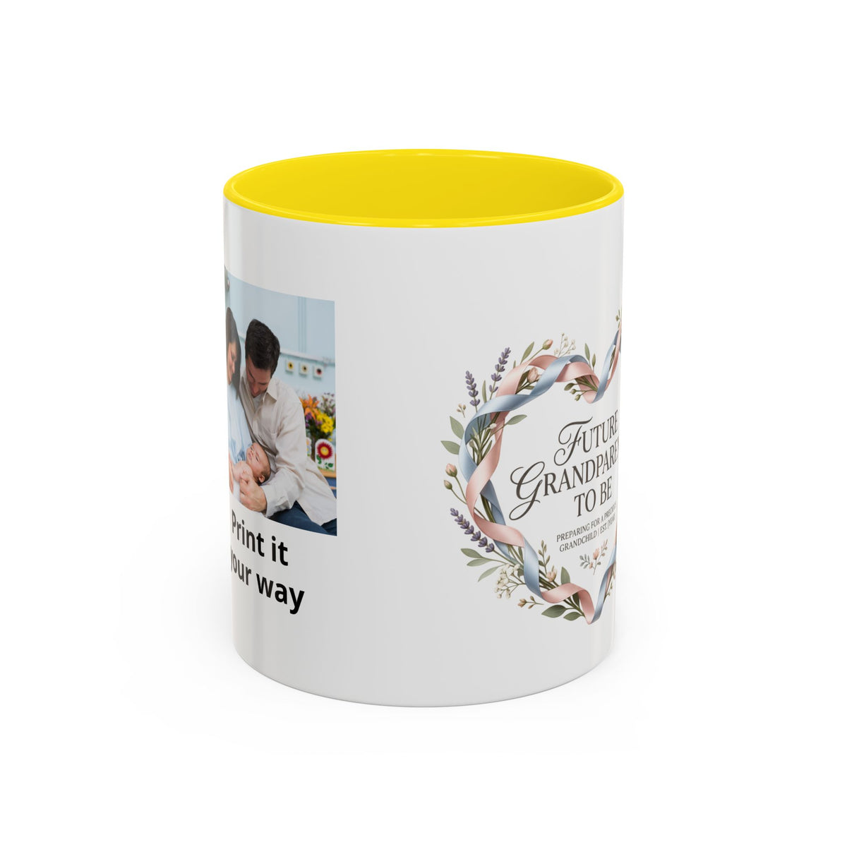 Future Grandparents To Be Accent Coffee Mug — Floral Heart Pregnancy Announcement Gift (11/15oz)